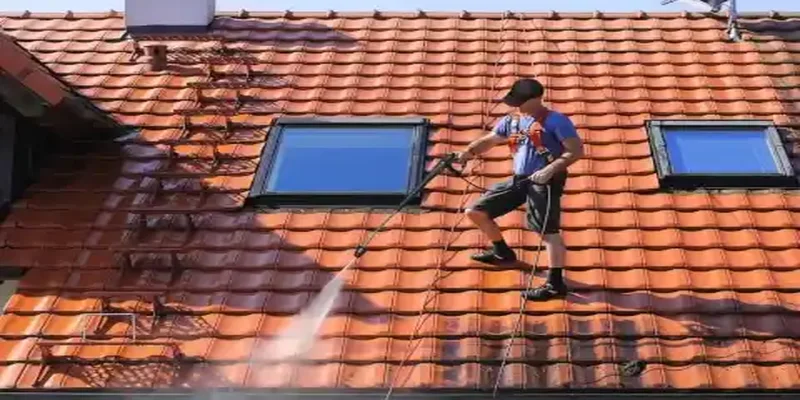 démoussage et nettoyage haute pression de toiture à Peslieres